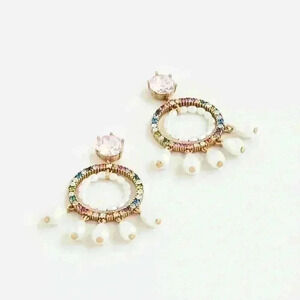 J Crew Sparkle and pearl round drop earrings(coming soon)